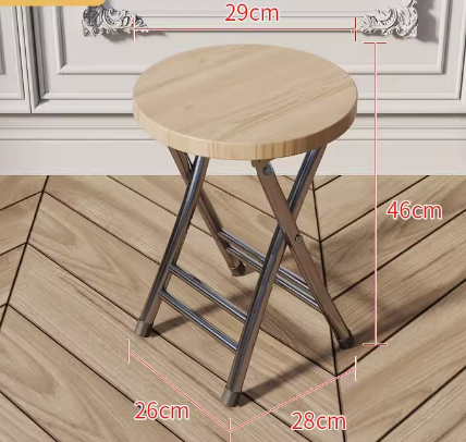 熱賣便攜簡易折疊凳(原木紋-加固灰架)(尺寸:高46CM,坐寬29CM)