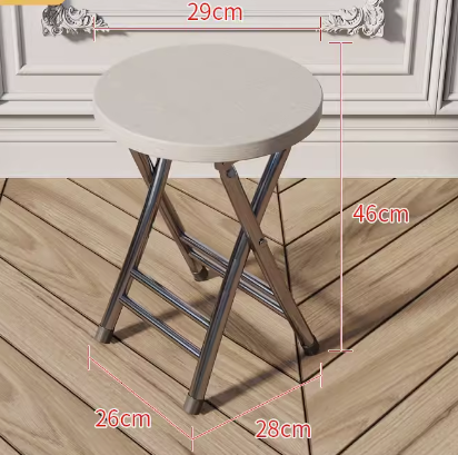 熱賣便攜簡易折疊凳(白橡紋-加固灰架)(尺寸:高46CM,坐寬29CM)
