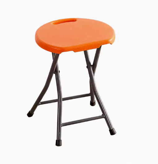 熱賣加厚塑料簡易折疊凳(桔色)(尺寸:展開高46CM,坐寬32*29CM)