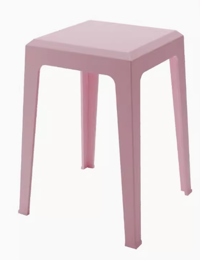 熱賣簡約加厚塑料疊凳(加固凳面/粉色)(尺寸:47*28*28*33*33CM)