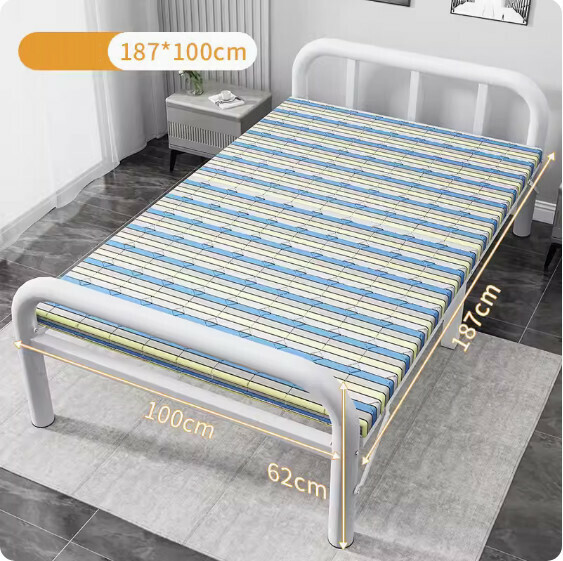 Hot selling simple folding bed [round tube stripe + reinforced version (width 100CM)]