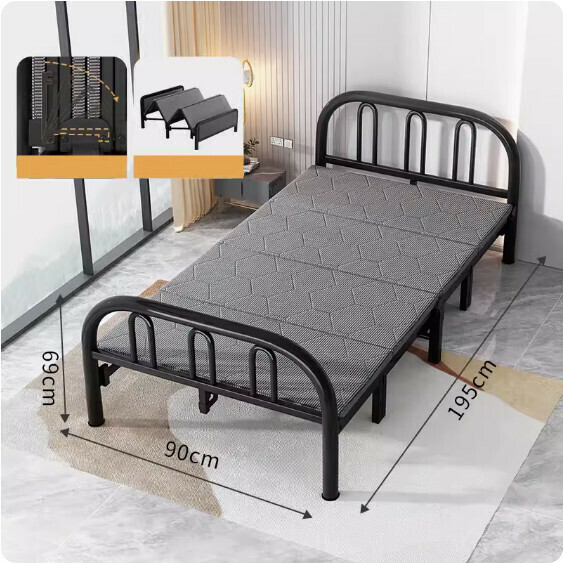Hot Selling Simple Folding Bed ([Economic Model] Classic Black) [Dimensions: Length 195* Width 90cm]