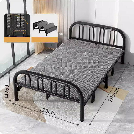 Hot Selling Simple Folding Bed ([Economic Model] Classic Black) [Dimensions: Length 195* Width 120cm]