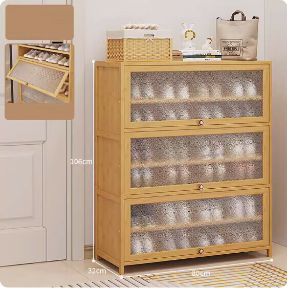 New dust-proof shoe cabinet ([Begonia original color] 7 layers - 80cm long)
