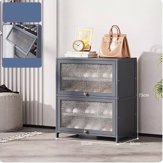 New shoe cabinet with door (5 layers - 60cm long) (shell gray)