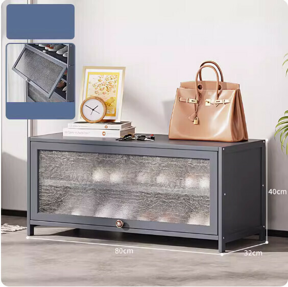 New shoe cabinet with door (3 layers - 80cm long) (shell gray)
