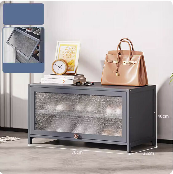 New shoe cabinet with door (3 layers - 70cm long) (shell gray)