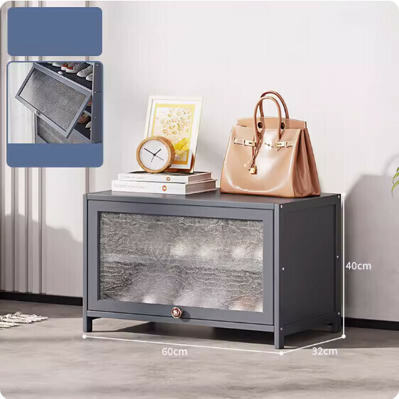 New shoe cabinet with door (3 layers - 60cm long) (shell gray)