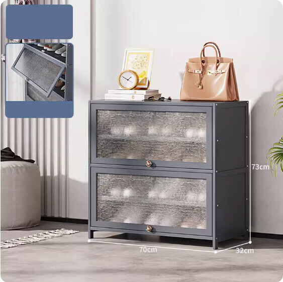 New shoe cabinet with door (5 layers - 70cm long) (shell gray)