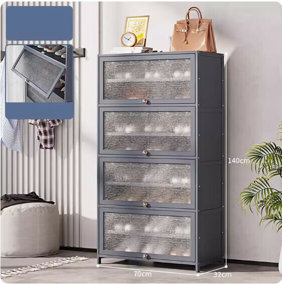 New shoe cabinet with door (9 layers - 70cm long) (shell gray)