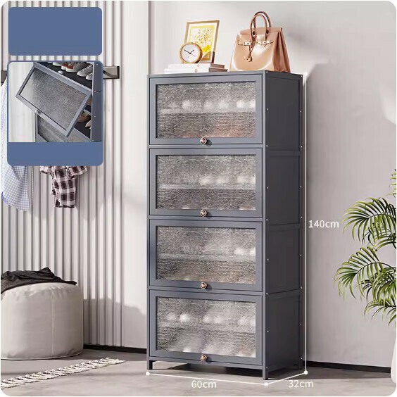 New shoe cabinet with door (9 layers - 60cm long) (shell gray)