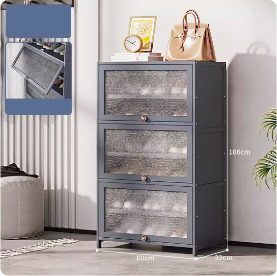 New shoe cabinet with door (7 layers - 60cm long) (shell gray)
