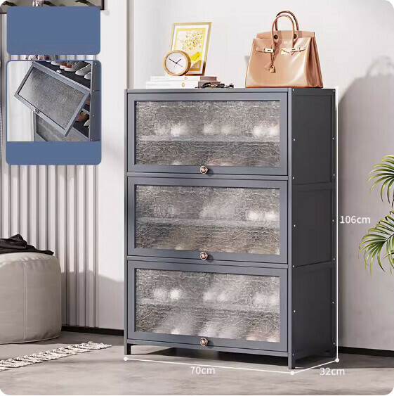 New shoe cabinet with door (7 layers - 70cm long) (shell gray)
