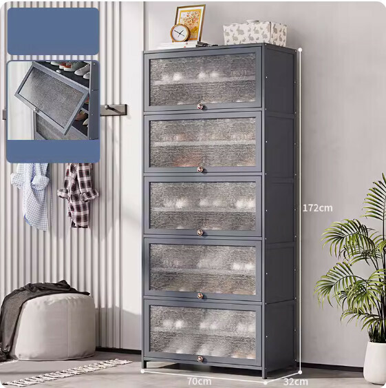 New shoe cabinet with door (11 layers - 70cm long) (shell gray)