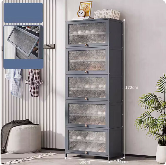 New shoe cabinet with door (11 layers - 60cm long) (shell gray)
