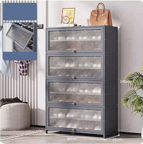 New shoe cabinet with door (9 layers - 80cm long) (shell gray)