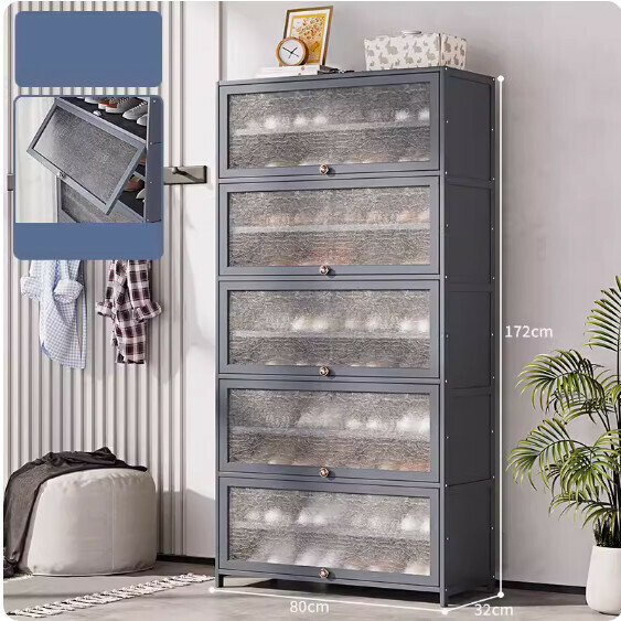 New shoe cabinet with door (11 layers - 80cm long) (shell gray)