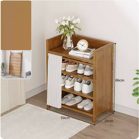 New foldable shoe cabinet (walnut color) (moon white 4 layers - length 50cm)
