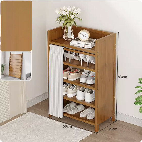 New foldable shoe cabinet (walnut color) (moon white 5 layers - length 50cm)