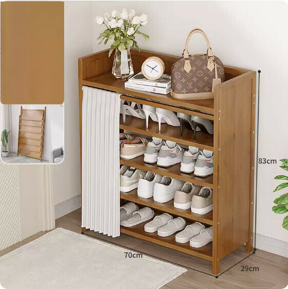 New foldable shoe cabinet (walnut color) (moon white 5 layers - length 70cm)