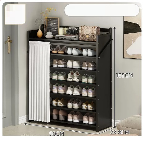 Hot selling simple dustproof shoe cabinet (jet black 7 layers 90*23.8*105CM)
