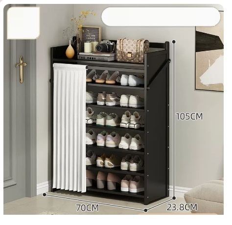 Hot selling simple dustproof shoe cabinet (jet black 7 layers 70*23.8*105CM)