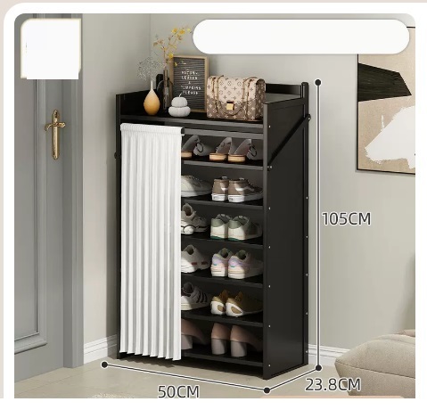 Hot selling simple dustproof shoe cabinet (jet black 7 layers 50*23.8*105CM)
