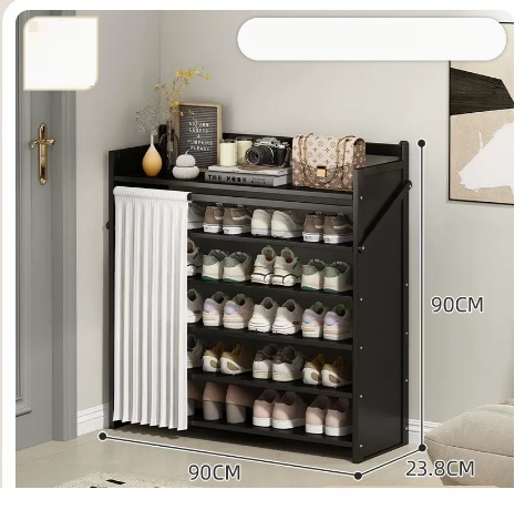 Hot selling simple dustproof shoe cabinet (jet black 6 layers 90*23.8*90CM)