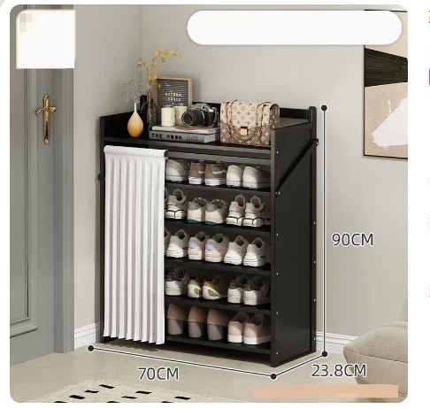 Hot selling simple dustproof shoe cabinet (jet black 6 layers 70*23.8*90CM)