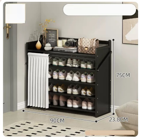 Hot selling simple dustproof shoe cabinet (jet black 5 layers 90*23.8*75CM)
