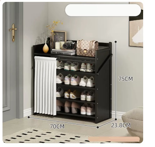 Hot selling simple dustproof shoe cabinet (jet black 5 layers 70*23.8*75CM)