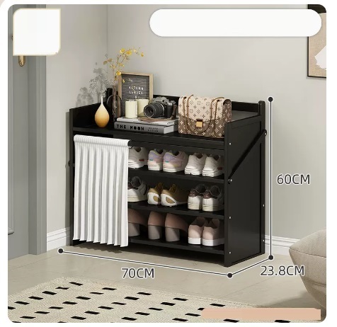 Hot selling simple dustproof shoe cabinet (jet black 4 layers 70*23.8*60CM)