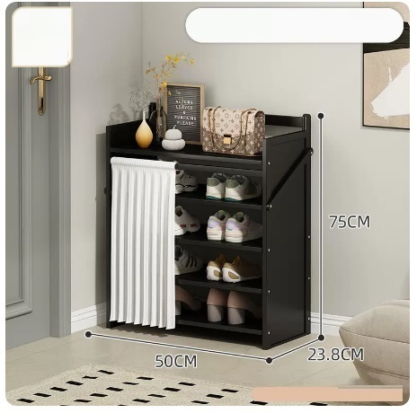Hot selling simple dustproof shoe cabinet (jet black 5 layers 50*23.8*75CM)