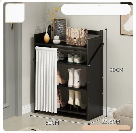 Hot selling simple dust-proof shoe cabinet (jet black shoe rack model, 4 layers 50*23.8*90CM)