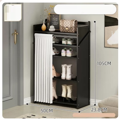 Hot selling simple dust-proof shoe cabinet (jet black shoe rack combination, 6 layers, 100*23.8*90CM)