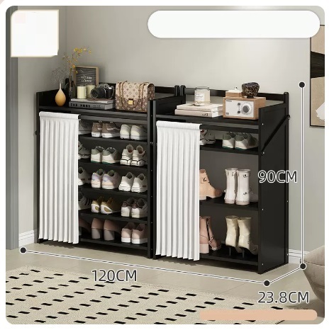Hot selling simple dust-proof shoe cabinet (jet black shoe rack combination, 6 layers, 120*23.8*90CM)