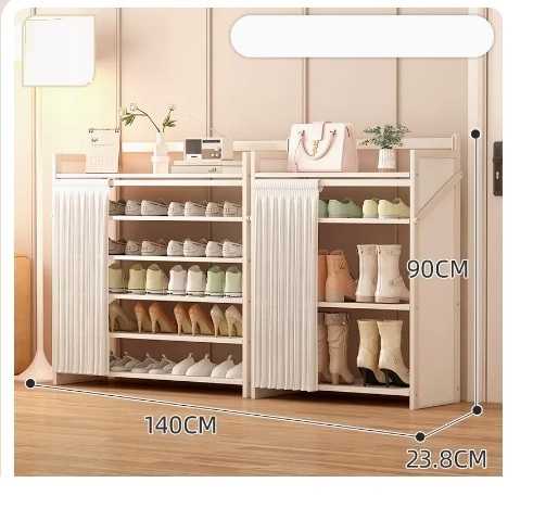 Hot selling simple dust-proof shoe cabinet (moon white shoe rack combination model, 6 layers, 140*23.8*90CM)