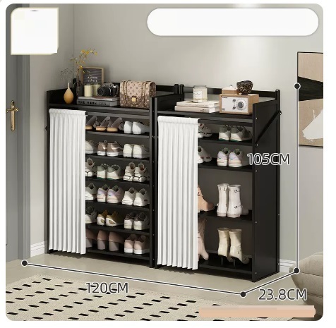 Hot selling simple dust-proof shoe cabinet (jet black shoe rack combination, 7 layers, 120*23.8*105CM)