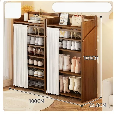 Hot selling simple dust-proof shoe cabinet (Camellia boot rack combination, 7 layers, 100*23.8*105CM)