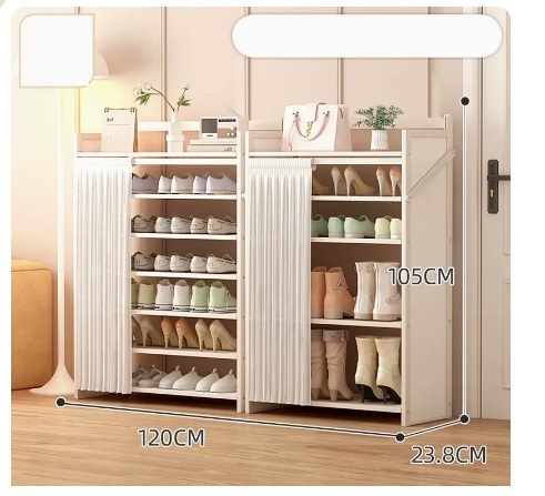 Hot selling simple dust-proof shoe cabinet (moon white shoe rack combination model, 7 layers, 120*23.8*105CM)