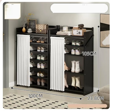 Hot selling simple dust-proof shoe cabinet (jet black shoe rack combination, 7 layers, 100*23.8*105CM)