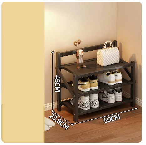Hot selling simple dust-proof shoe cabinet (jet black classic model 3 layers 50*23.8*45CM)