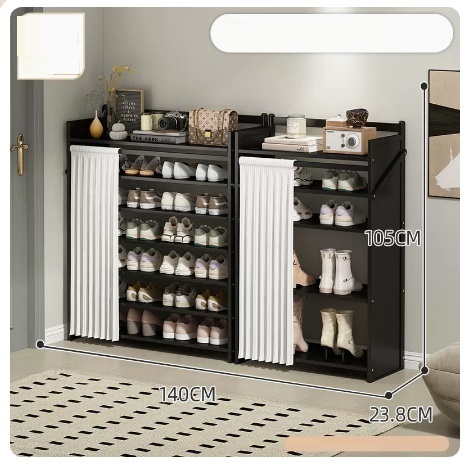 Hot selling simple dust-proof shoe cabinet (jet black shoe rack combination, 7 layers, 140*23.8*105CM)