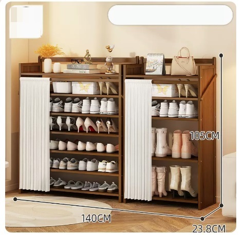 Hot selling simple dust-proof shoe cabinet (Camellia boot rack combination, 7 layers, 140*23.8*105CM)
