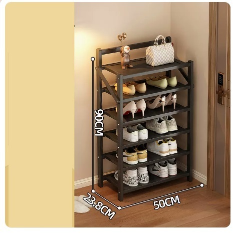 Hot selling simple dust-proof shoe cabinet (jet black classic 6 layers 50*23.8*90CM)