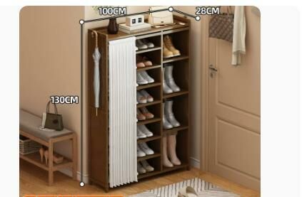 Hot selling fashionable dust-proof shoe cabinet (moon white dust-proof curtain, boot rack style 9 layers 100*28*130CM)
