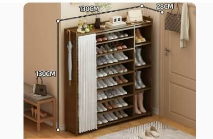 Hot selling fashionable dust-proof shoe cabinet (moon white dust-proof curtain, boot rack style 9 layers 130*28*130CM)