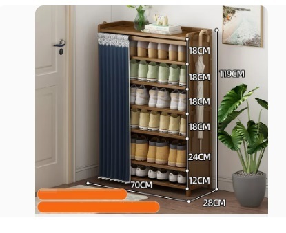 Hot selling fashionable dust-proof shoe cabinet (dark blue dust-proof curtain, boot rack style, 7 layers, 70*28*119CM)