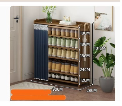 Hot selling fashionable dust-proof shoe cabinet (dark blue dust-proof curtain shoe rack model, 6 layers 90*28*101CM)