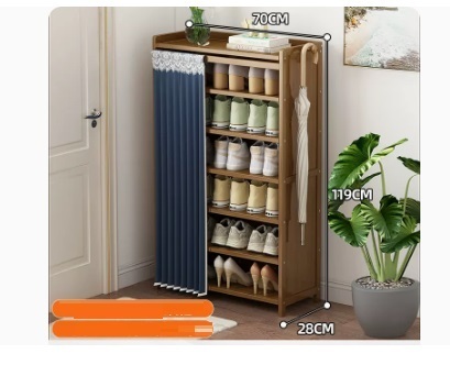 Hot selling fashion dustproof shoe cabinet (dark blue dustproof curtain 7 layers 70*28*119CM)
